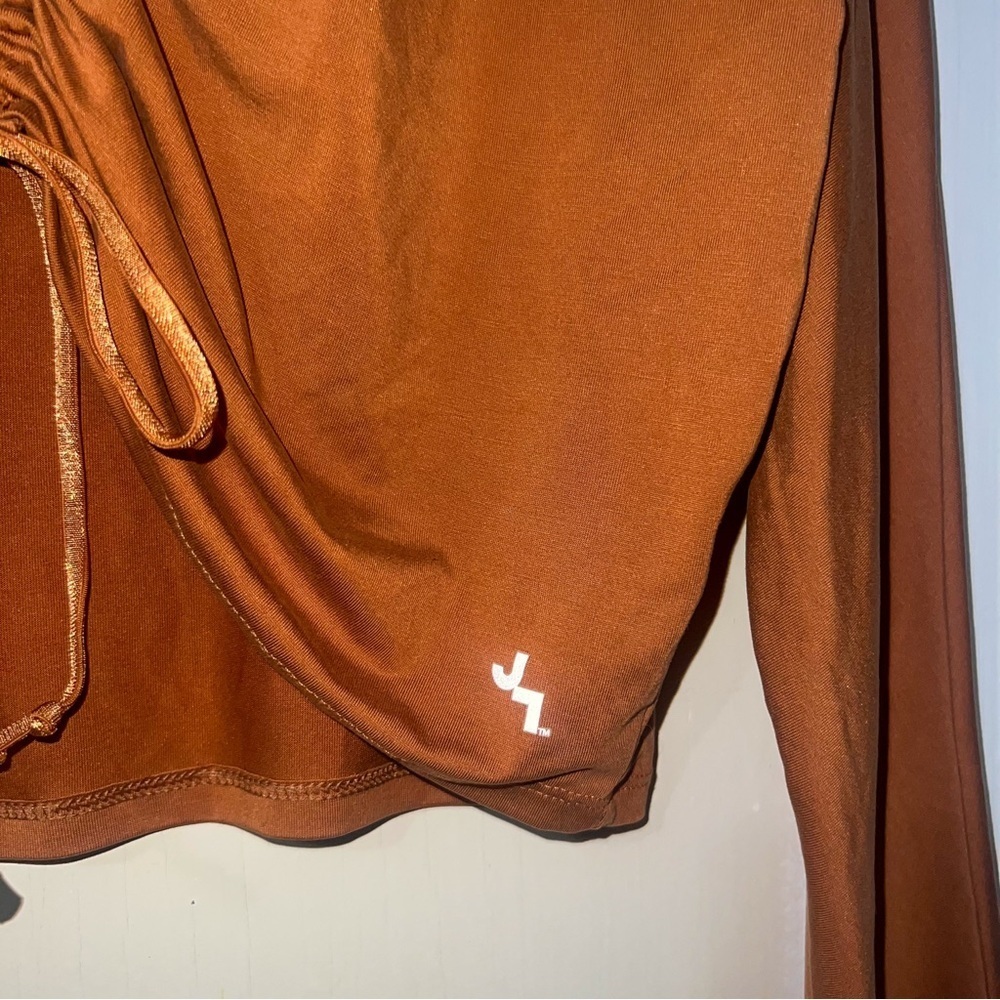 JoyLab Women’s V-Neck Cinched Front Long Sleeve Top - Burnt Orange, Size M - Picture 11 of 13